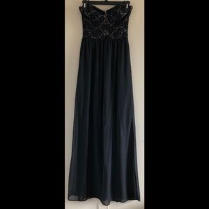 Love Culture Semi-Sheer Strapless Lace Maxi Dress